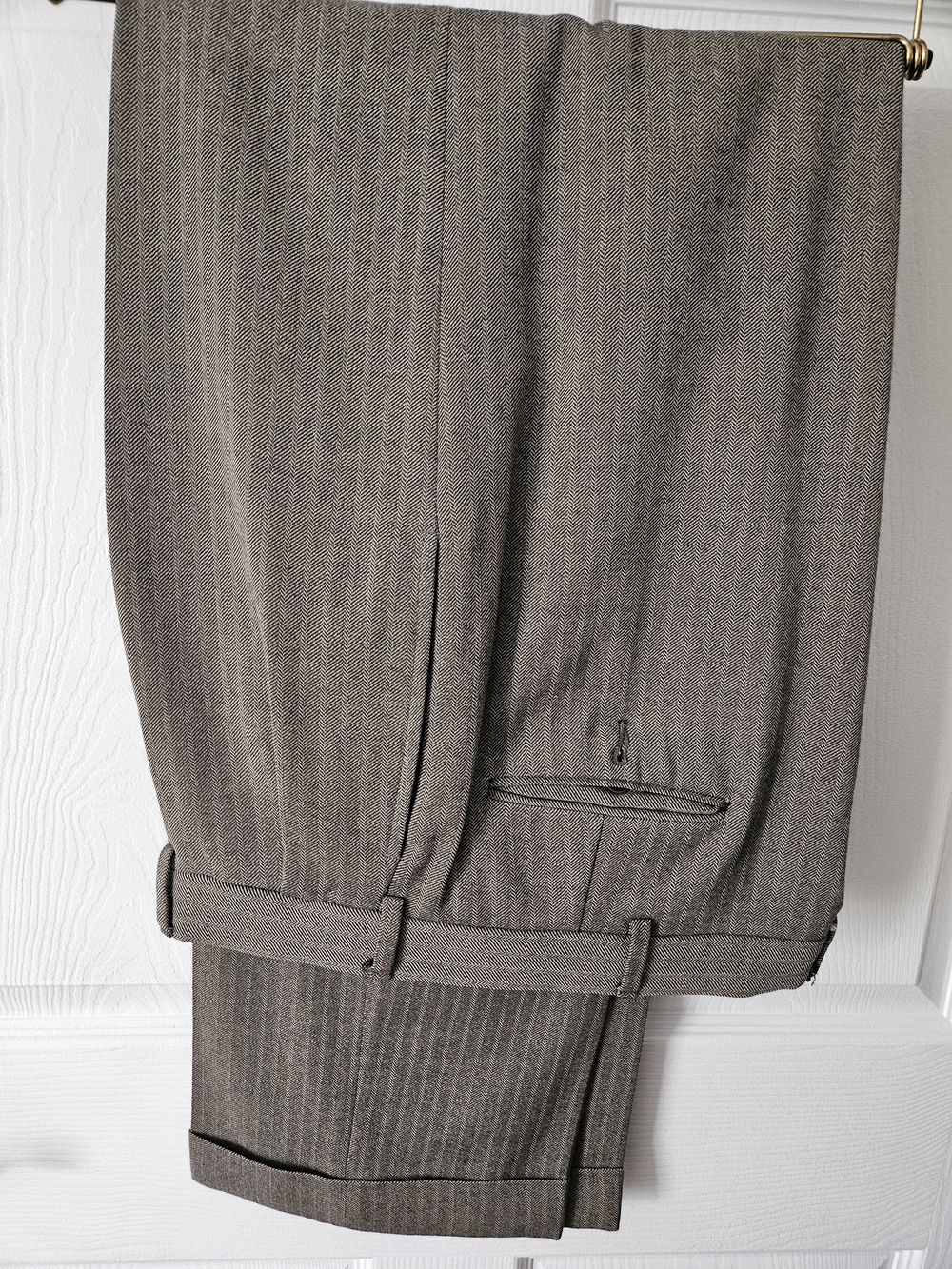 Polo by Ralph Lauren Wool Taupe-Gray Herringbone Dress Pants